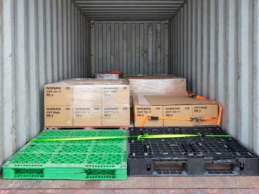 Commercial container shipment secured for export from Japan